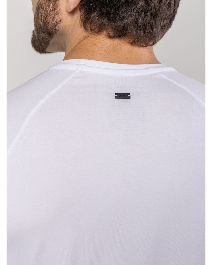 Camiseta Gola Redonda Corte Raglan Branca- Algodão Egípcio Copia