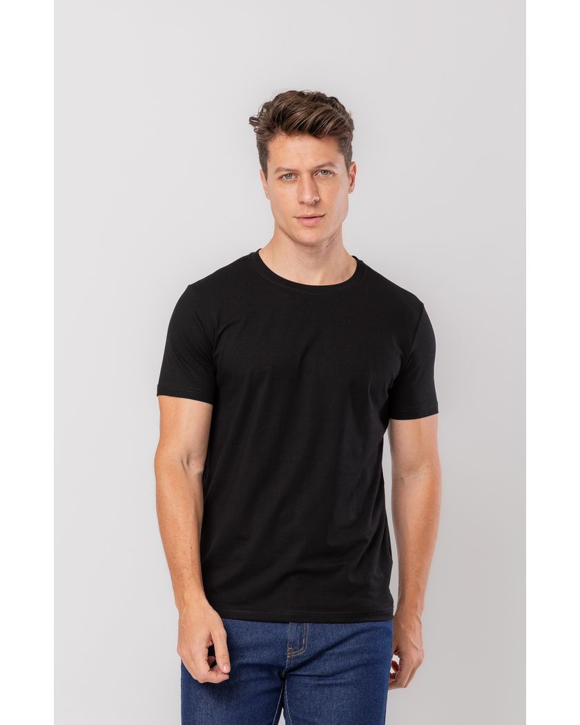 Camiseta Gola Redonda Preta- Algodão Pima Premium - Barão Alpha