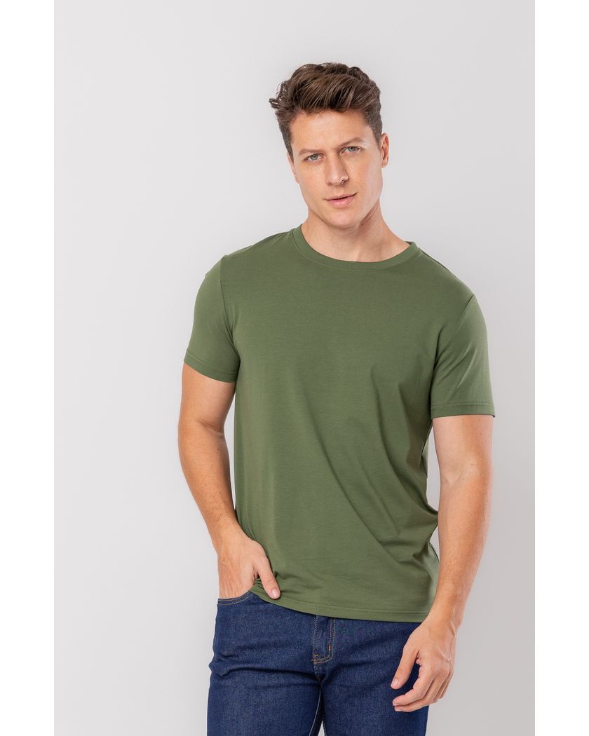 Camiseta Gola Redonda Verde- Algodão Pima Premium - Barão Alpha