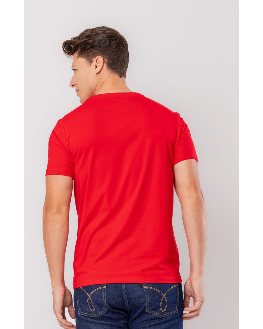 Camiseta Gola Redonda Vermelha- Algodão Pima Premium 