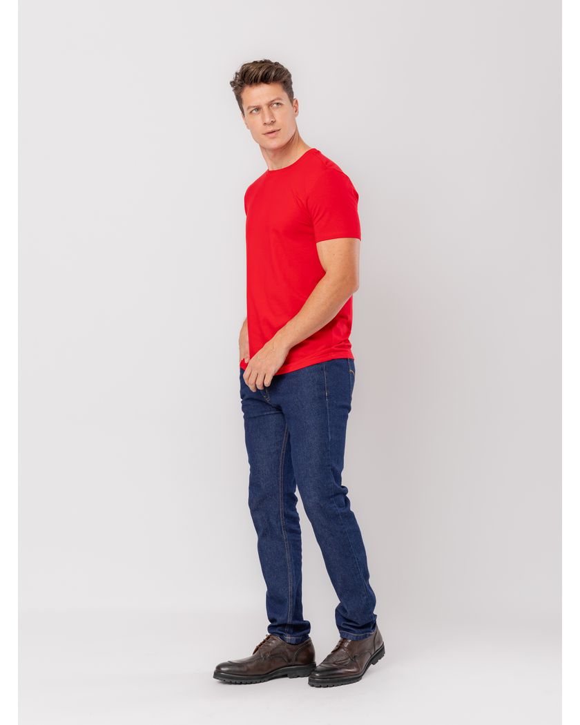 Camiseta Gola Redonda Vermelha- Algodão Pima Premium 
