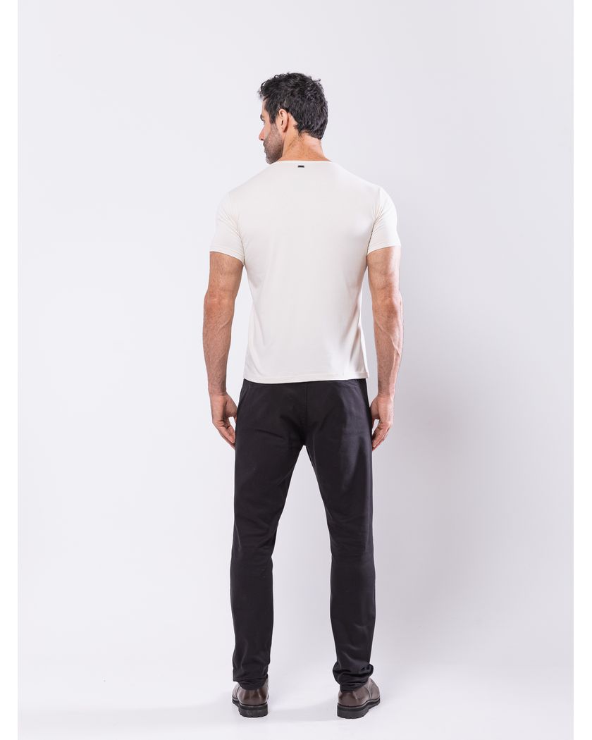Camisa Henley Harvey Manga Curta Off White- Algodão Pima