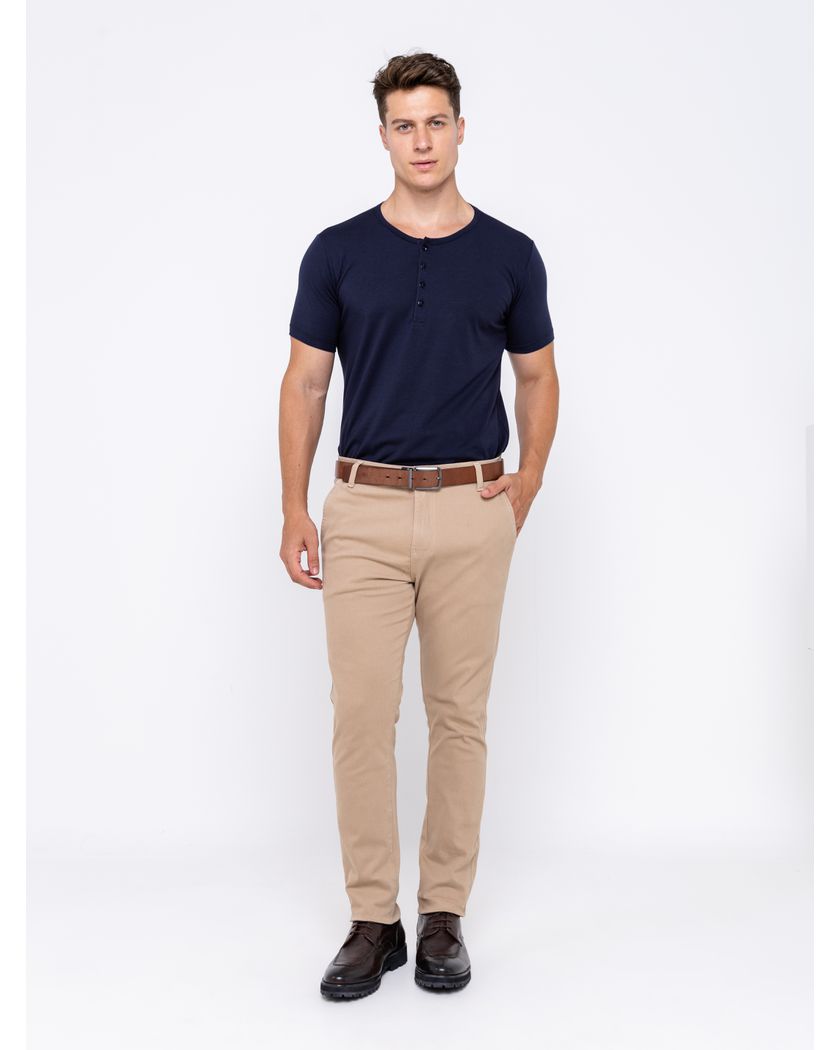 Camisa Henley Harvey Manga Curta Azul- Algodão Pima