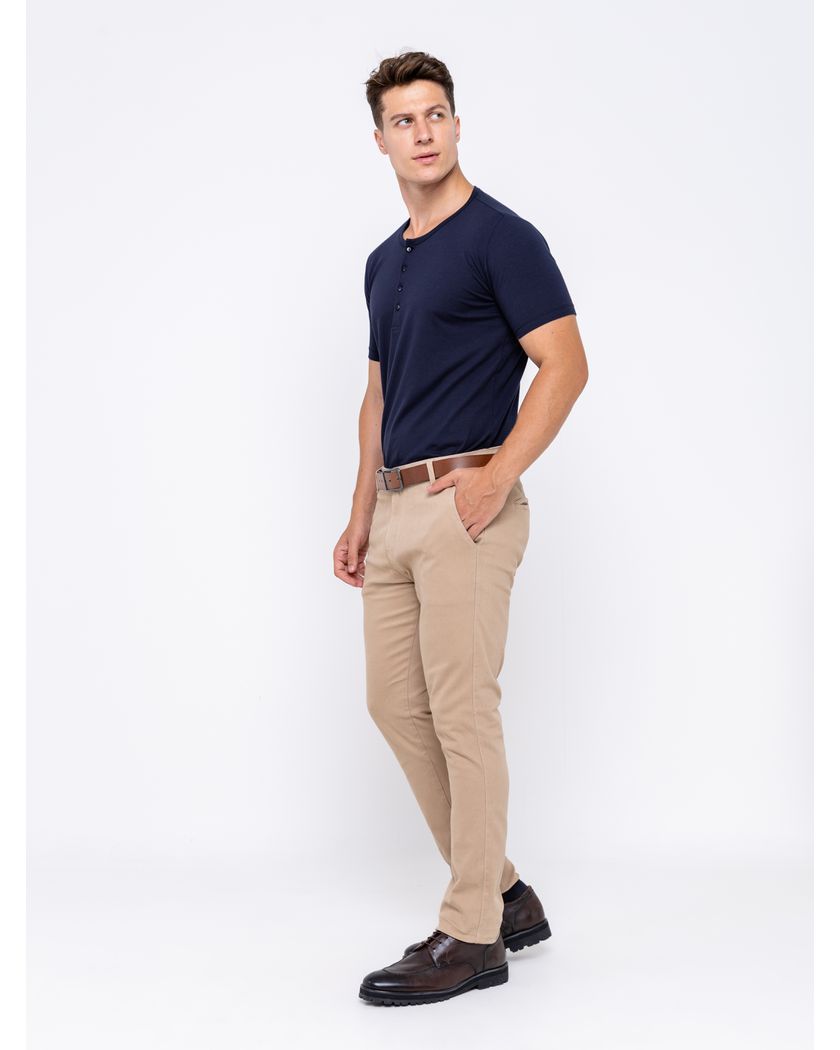 Camisa Henley Harvey Manga Curta Azul- Algodão Pima