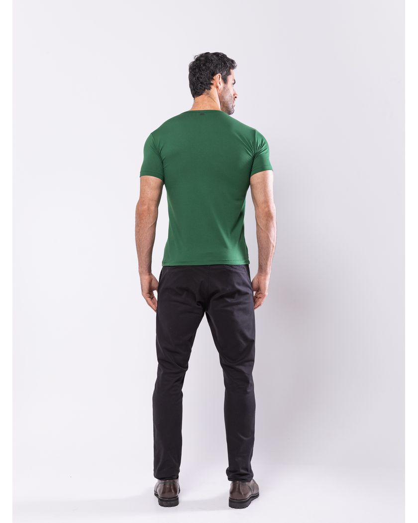 Camisa Henley Harvey Manga Curta Verde - Algodão Pima