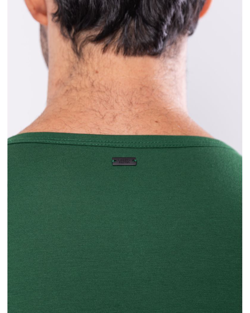 Camisa Henley Harvey Manga Curta Verde - Algodão Pima