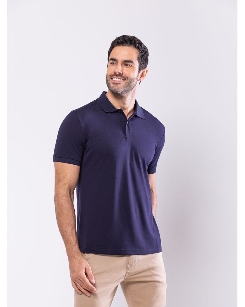 Camisa Polo Azul Marinho - Algodão Pima