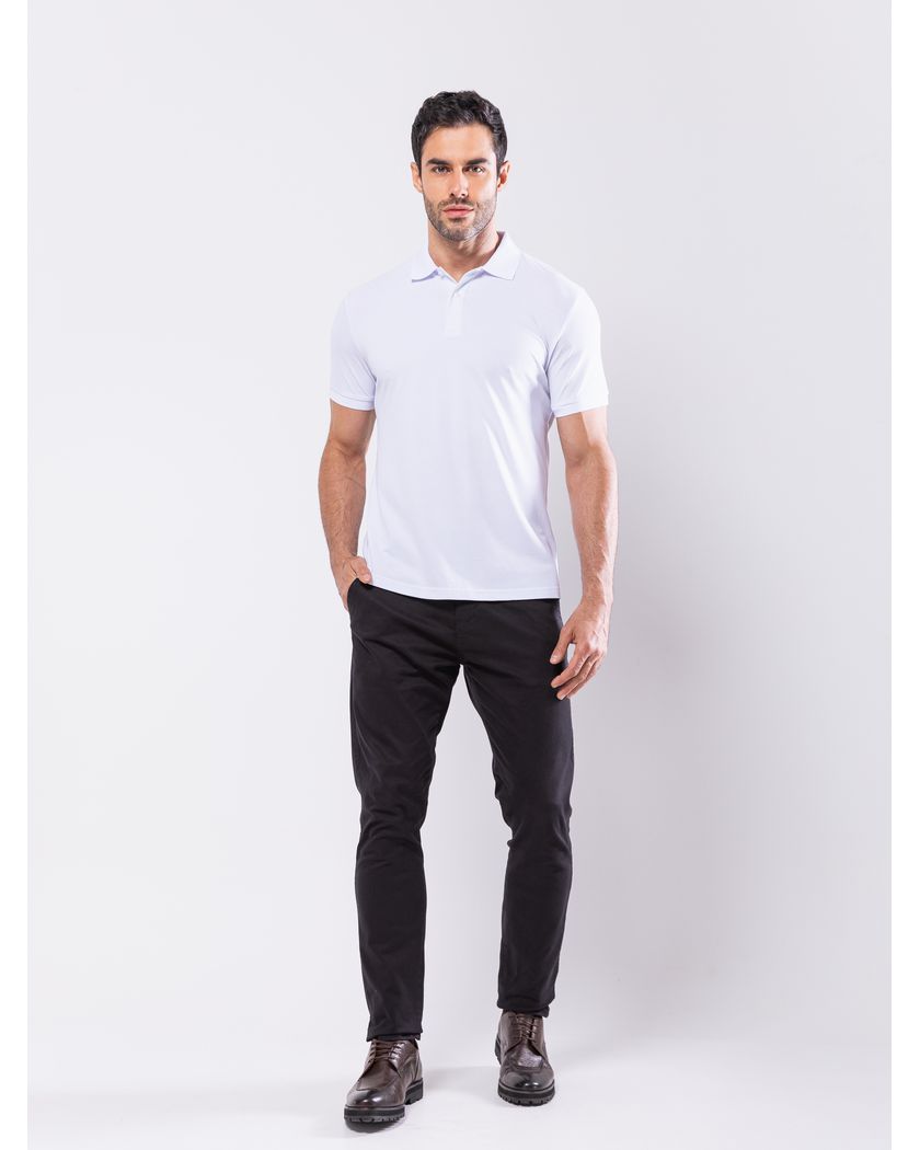 Camisa Polo Branca - Algodão Pima