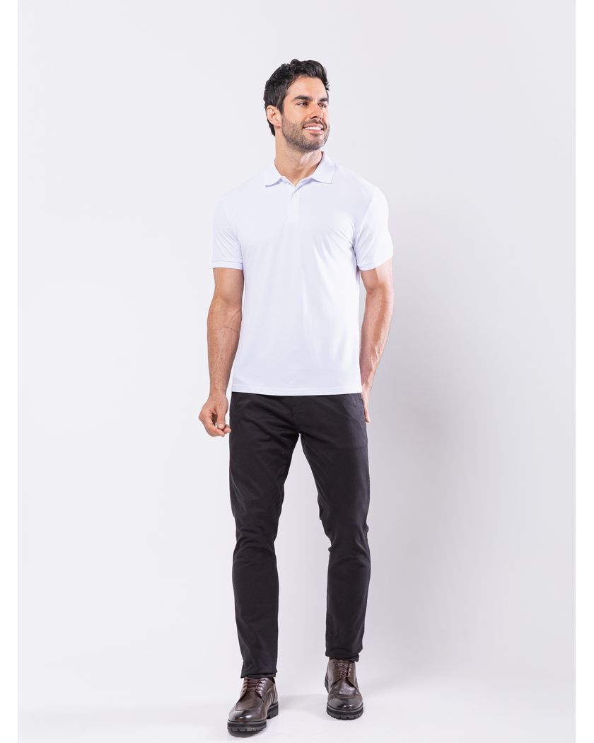 Camisa Polo Branca - Algodão Pima