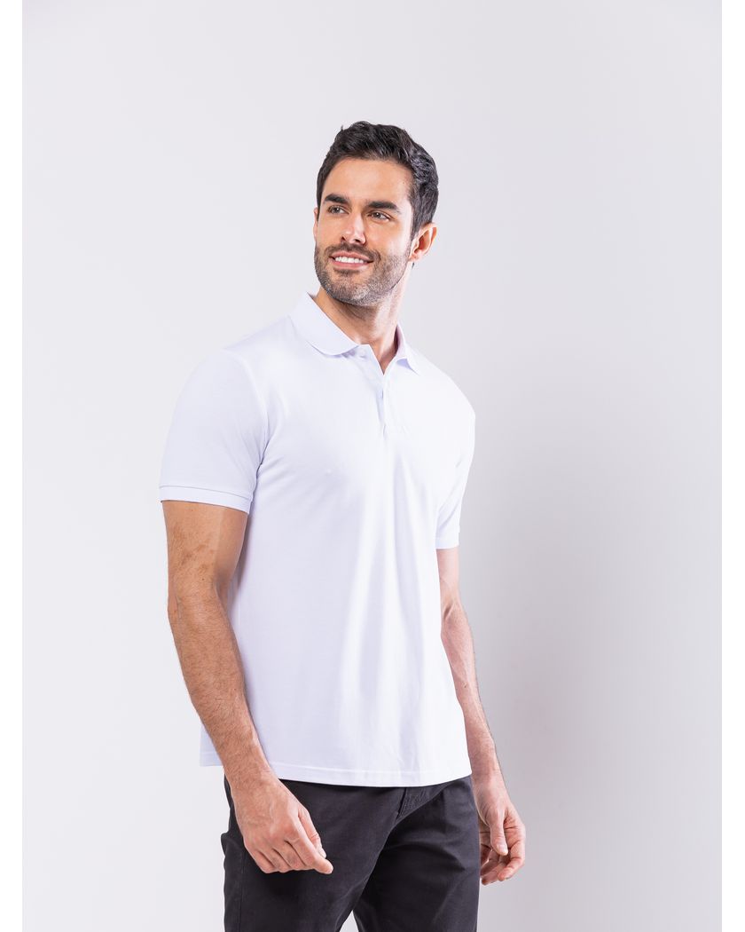 Camisa Polo Branca - Algodão Pima