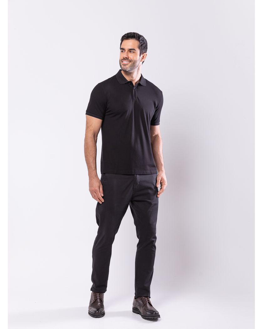 Camisa Polo Preta - Algodão Pima