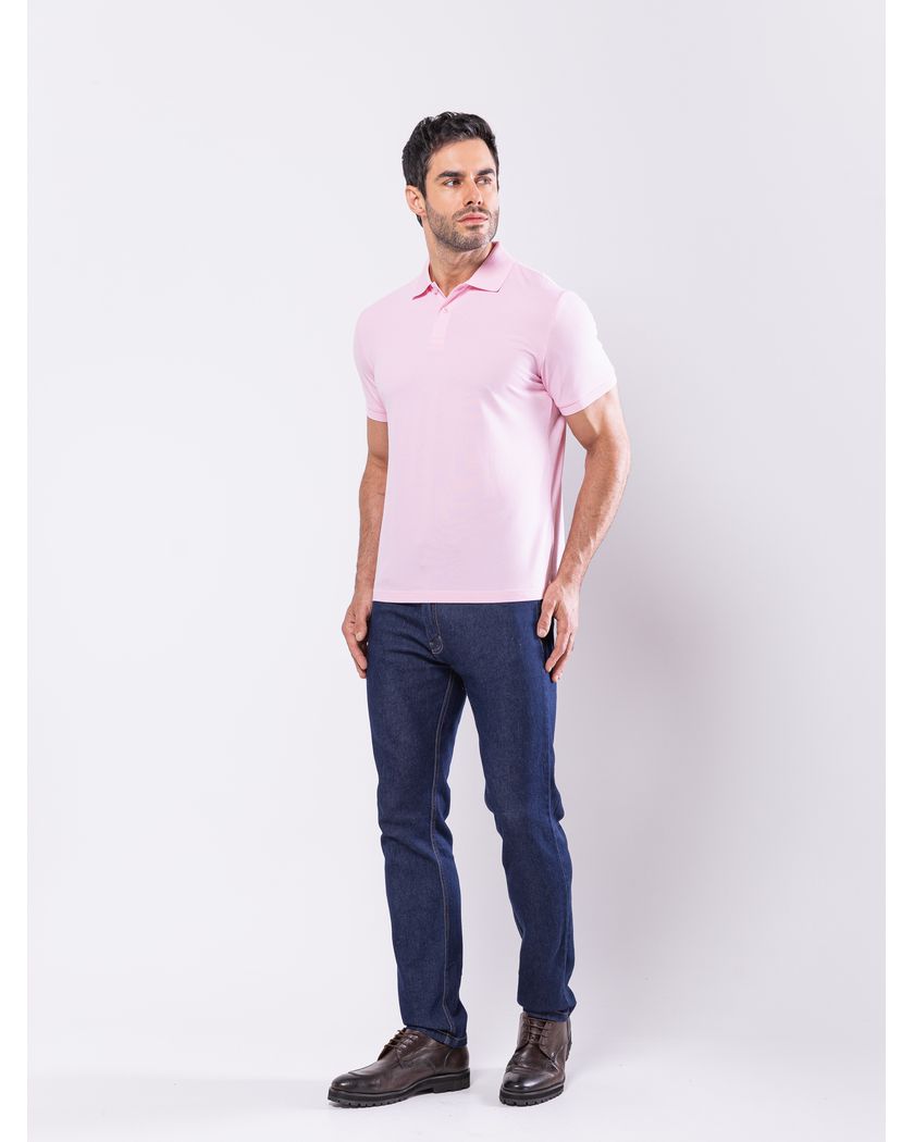 Camisa Polo Rosa - Algodão Pima