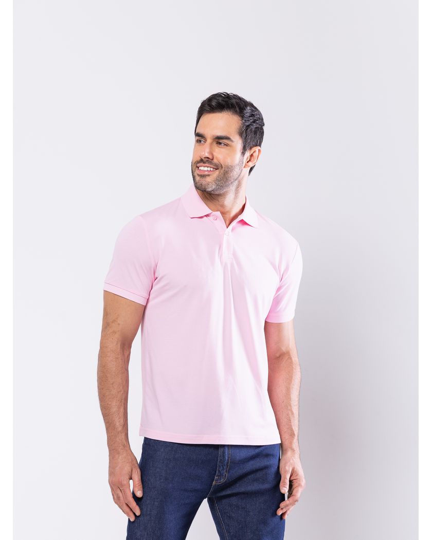Camisa Polo Rosa - Algodão Pima