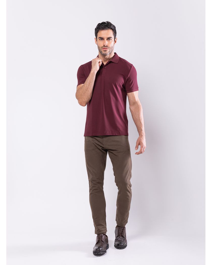 Camisa Polo Vinho - Algodão Pima