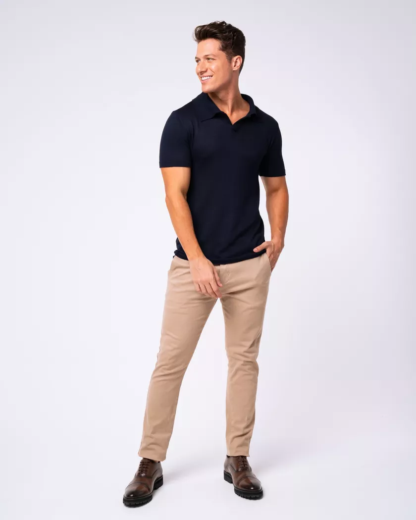 KIT 2 Calças Masculina Chino - Cáqui e Preta 