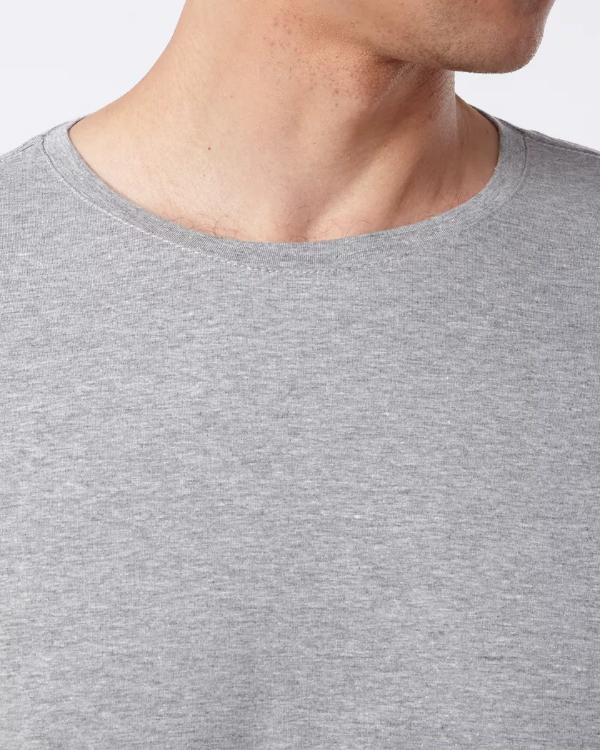 Camiseta Gola Redonda Curta Cinza Mescla - Algodão Egípcio 