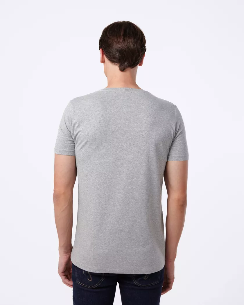 Camiseta Gola Redonda Curta Cinza Mescla - Algodão Egípcio 