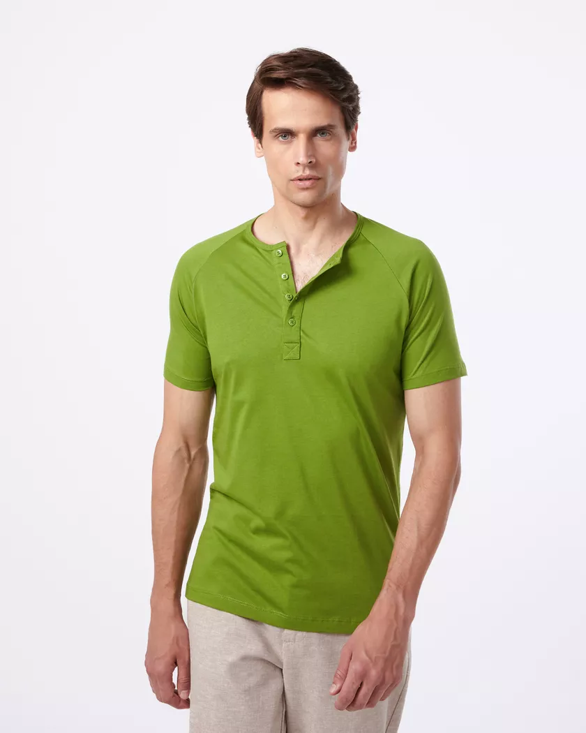 Camisa Raglan Manga Curta Verde Lord- Algodão Pima - Barão Alpha