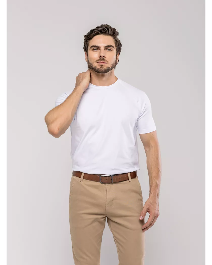 Camiseta Gola Redonda Corte Raglan Branca- Algodão... - Barão Alpha