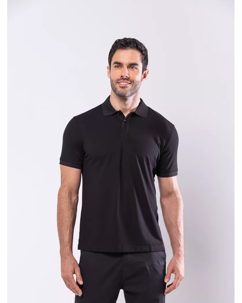 Camisa Polo Preta - Algodão Pima - Barão Alpha