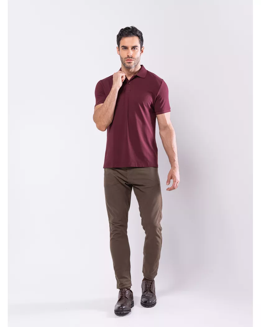 Camisa Polo Vinho - Algodão Pima