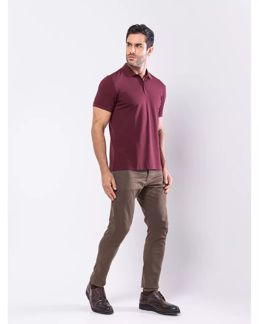 Camisa Polo Vinho - Algodão Pima