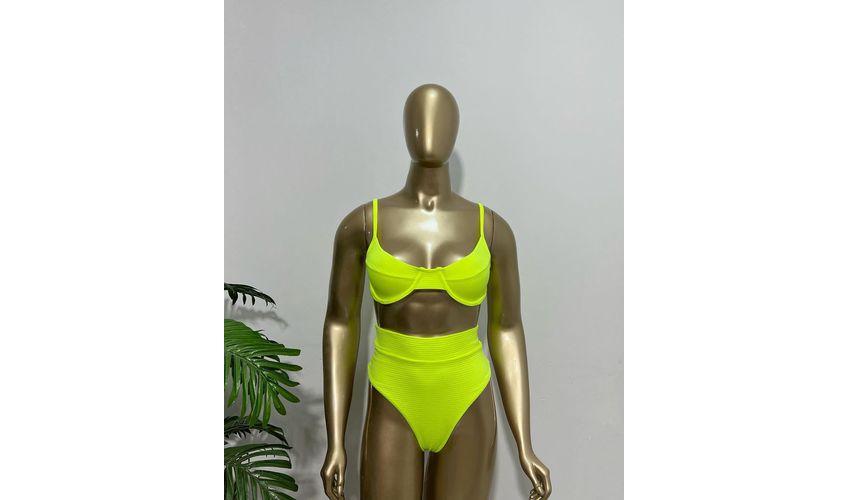 Conjunto Bahamas Hot Pants Amarelo Neon