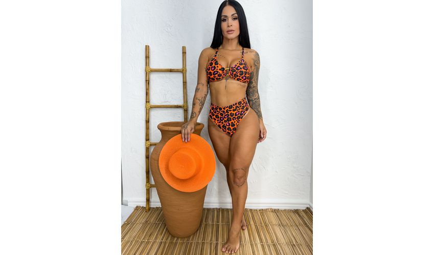 Conjunto Belize Animal Print Coral