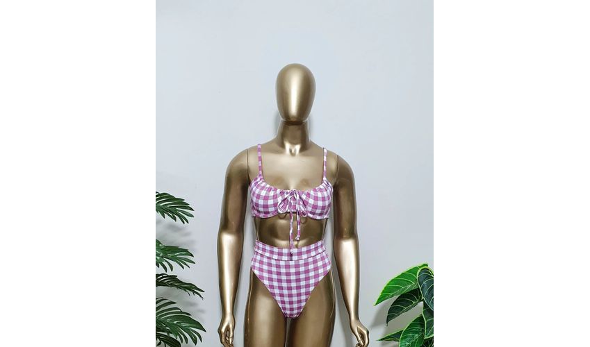 Conjunto Havana Xadrez Rosa e Branco 