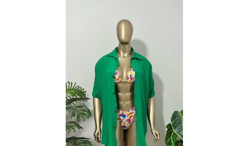 Saída de Praia Chemise Verde Bandeira 
