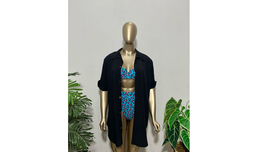 Saída de Praia Chemise Preta