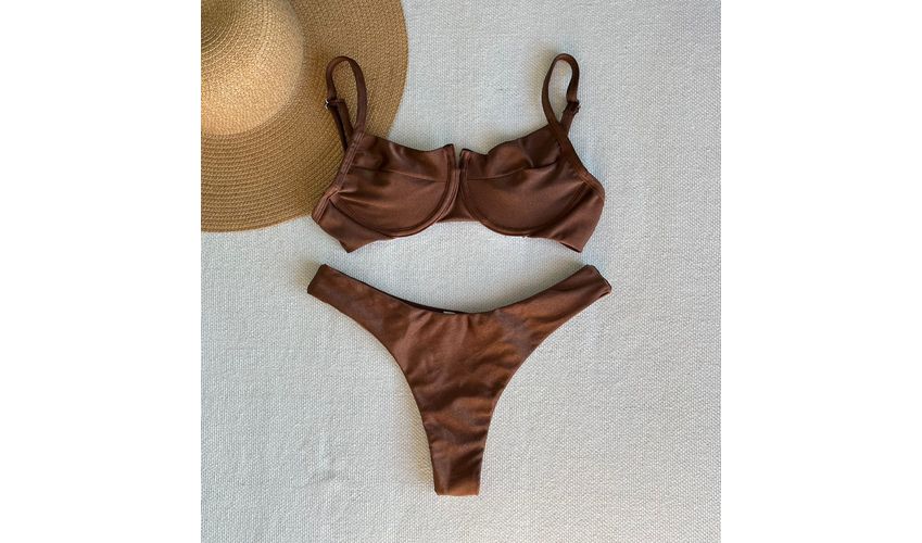 Conjunto Bahamas Asa Delta Semi Fio Marrom