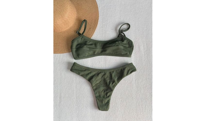 Conjunto Mel Semi Fio Verde Militar