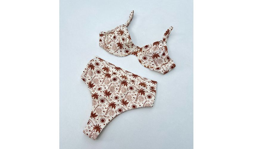 Conjunto Bahamas Hot Pants Coqueiro Marrom