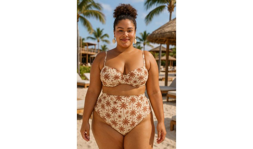 Conjunto Bahamas Hot Pants Coqueiro Marrom