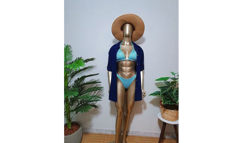 Saída de Praia Chemise Azul Marinho