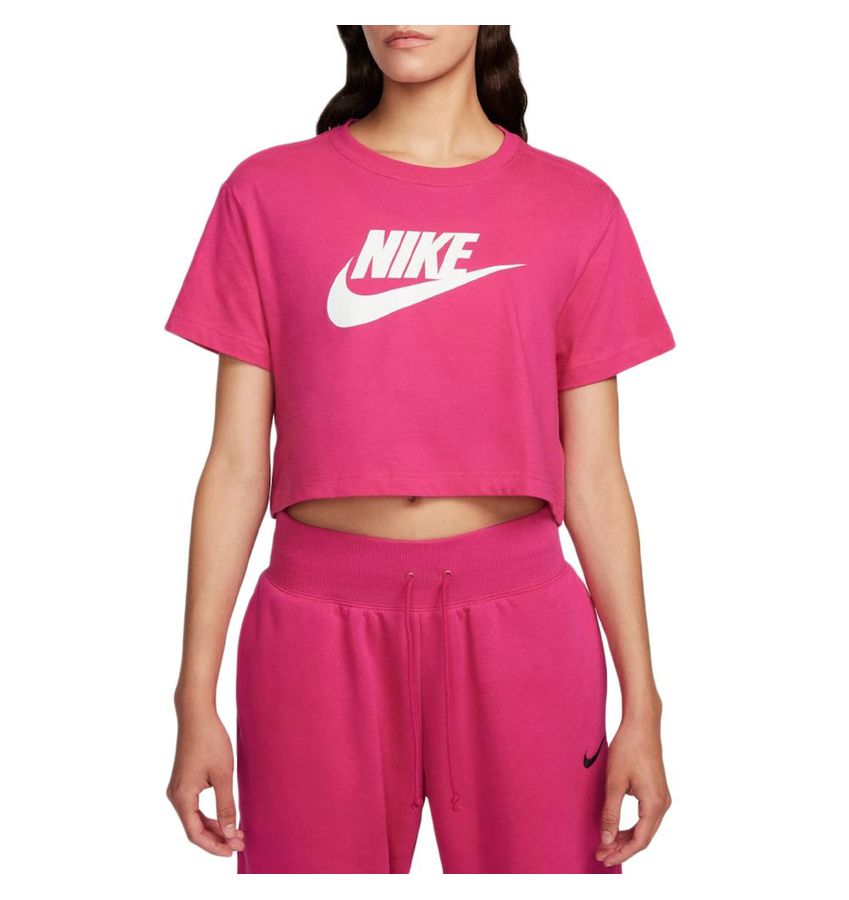 Camiseta Nike Sportswear Essential Feminina Rosa/Branco - NewSkull
