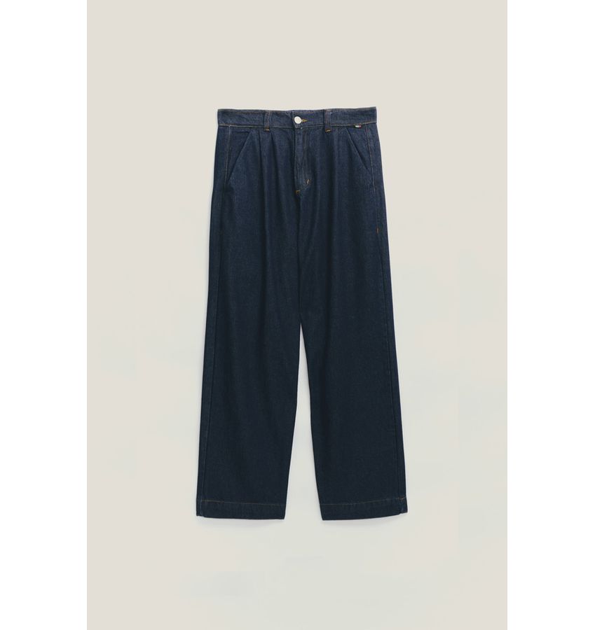 WELCOME Calça Jeans Alfaiataria Dupla Prega indigo