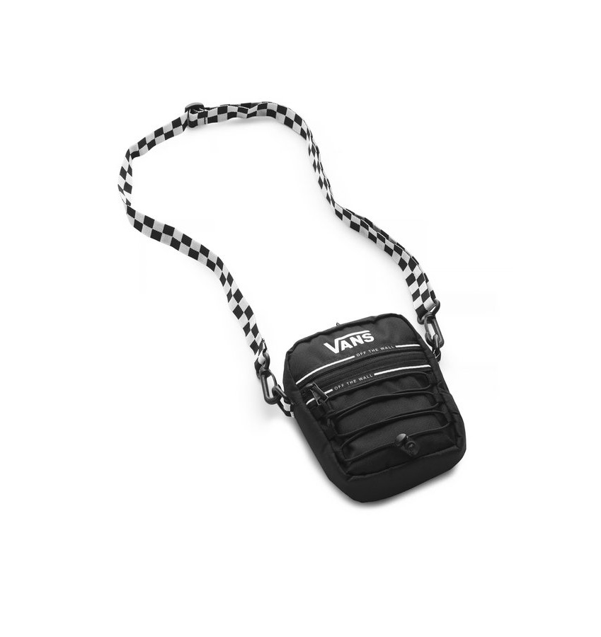 black sporty crossbody bolsa