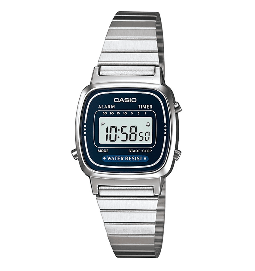 RELOGIO CASIO MINI PRATA FUNDO AZUL