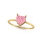 Anel de Ouro 18k Solitário Zircônia Coração Rosa