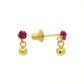 Brinco De Ouro 18k Bolinha Com Pedra De Zircônia Rubi De 3mm