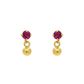 Brinco De Ouro 18k Bolinha Com Pedra De Zircônia Rubi De 3mm