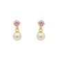 Brinco De Ouro 18k Pérola Com Pedra De Zircônia Rosa De 3mm 