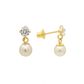 Brinco De Ouro 18k Perola Com Pedra De Zircônia De 3mm 