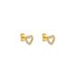 Brinco De Ouro 18k Coração Cravejado 