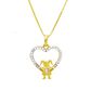 Pingente De Ouro 18k Menina Com Coração De Zircônias De 15mm