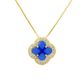 Pingente De Ouro 18k Trevo Azul Com Zircônias