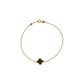Pulseira De Ouro 18k Elo Português Com Trevo Pedra Ônix 