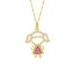 Pingente De Ouro 18k Menina Vestido Zircônias Rosa